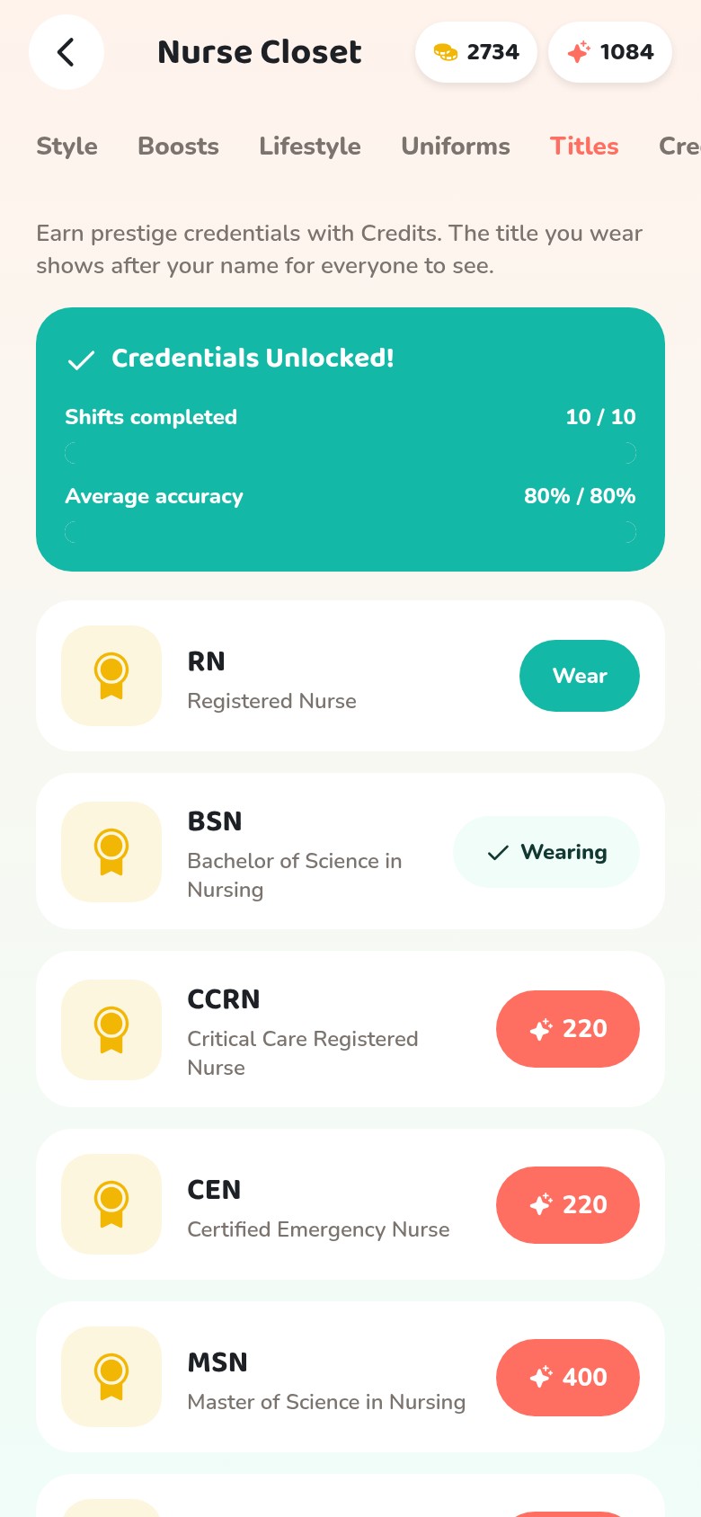 Credential progress meter